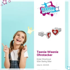 Kinder Ohrring Herzchen rot Silber Ohrstecker Kinderschmuck TW SDO203R