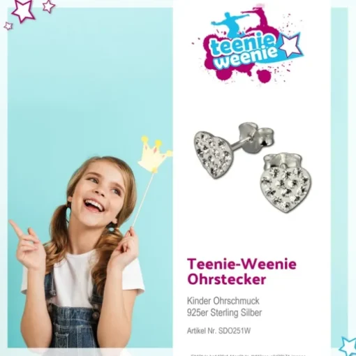 Kinder Ohrring Herzen weiß Silber Ohrstecker Kinderschmuck TW SDO251W