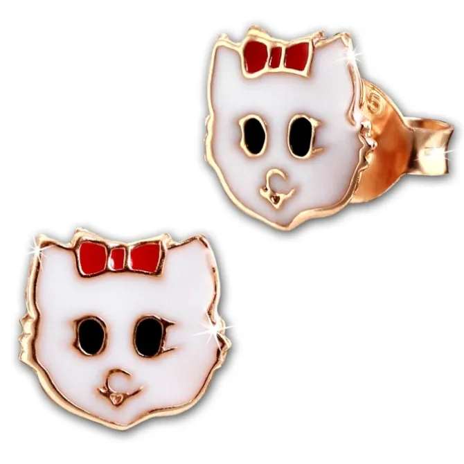 Kinder Ohrring Katze rosevergoldet 925 Sterling Silber Kinderschmuck TW SDO8169E