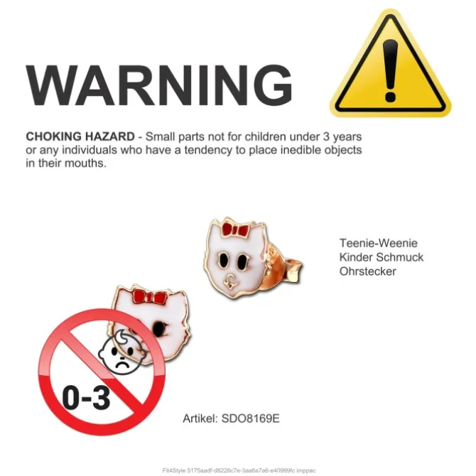 Kinder Ohrring Katze rosevergoldet 925 Sterling Silber Kinderschmuck TW SDO8169E