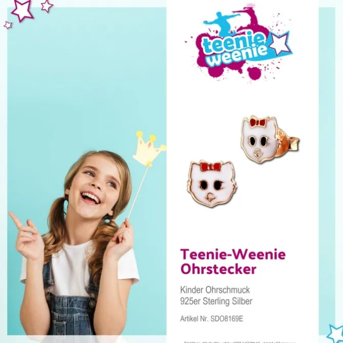 Kinder Ohrring Katze rosevergoldet 925 Sterling Silber Kinderschmuck TW SDO8169E