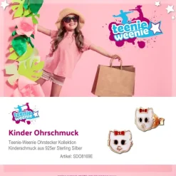Kinder Ohrring Katze rosevergoldet 925 Sterling Silber Kinderschmuck TW SDO8169E