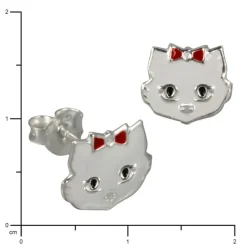 Kinder Ohrring Katze weiß Silber Ohrstecker Kinderschmuck TW SDO8102W