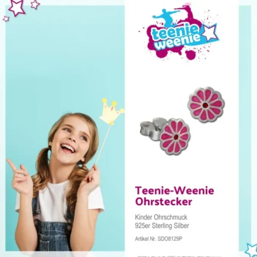 Kinder Ohrring kleine Blume pink Ohrstecker 925 Kinderschmuck TW SDO8129P