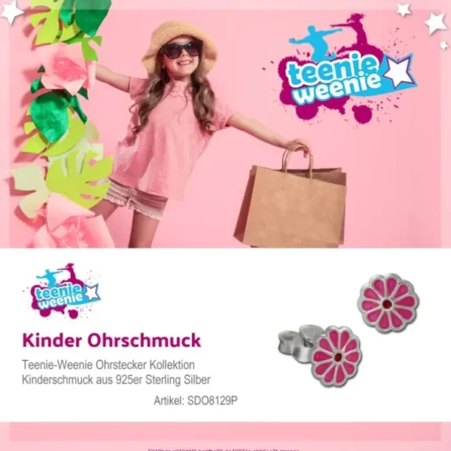Kinder Ohrring kleine Blume pink Ohrstecker 925 Kinderschmuck TW SDO8129P