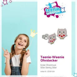 Kinder Ohrring kleine Eule rosa Ohrstecker 925 Kinderschmuck TW SDO8130A