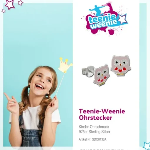 Kinder Ohrring kleine Eule rosa Ohrstecker 925 Kinderschmuck TW SDO8130A