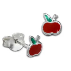 Kinder Ohrring kleiner Apfel rot Ohrstecker 925 Kinderschmuck TW SDO8131R