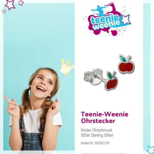 Kinder Ohrring kleiner Apfel rot Ohrstecker 925 Kinderschmuck TW SDO8131R