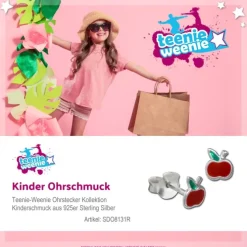 Kinder Ohrring kleiner Apfel rot Ohrstecker 925 Kinderschmuck TW SDO8131R