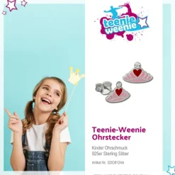 Kinder Ohrring Krone mit Herz rosa Ohrstecker 925 Kinderschmuck TW SDO8124A
