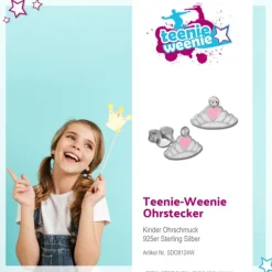 Kinder Ohrring Krone mit Herz weiß Ohrstecker 925 Kinderschmuck TW SDO8124W