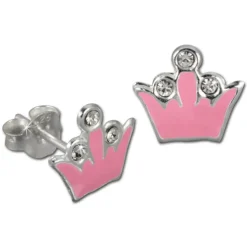 Kinder Ohrring Krone rosa Silber Ohrstecker Kinderschmuck TW SDO8105P