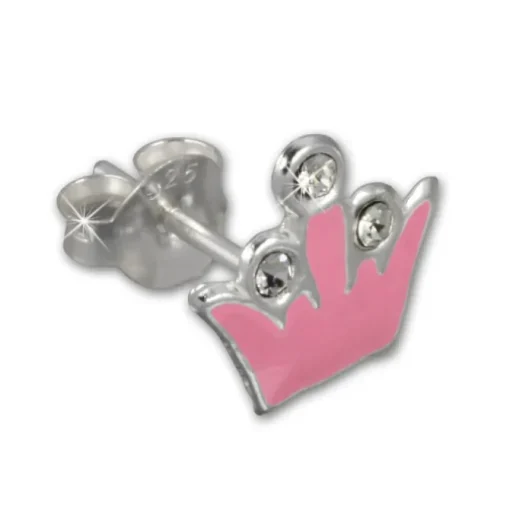 Kinder Ohrring Krone rosa Silber Ohrstecker Kinderschmuck TW SDO8105P