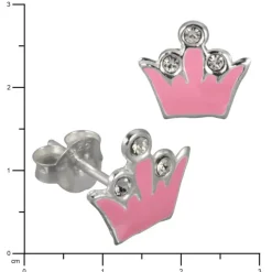 Kinder Ohrring Krone rosa Silber Ohrstecker Kinderschmuck TW SDO8105P