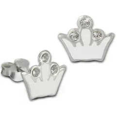 Kinder Ohrring Krone weiß Silber Ohrstecker Kinderschmuck TW SDO8105W