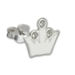 Kinder Ohrring Krone weiß Silber Ohrstecker Kinderschmuck TW SDO8105W
