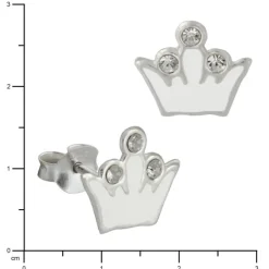 Kinder Ohrring Krone weiß Silber Ohrstecker Kinderschmuck TW SDO8105W