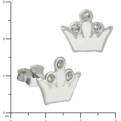 Kinder Ohrring Krone weiß Silber Ohrstecker Kinderschmuck TW SDO8105W