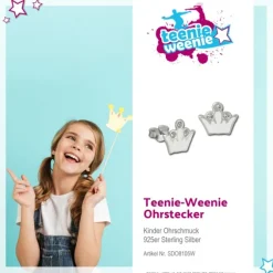 Kinder Ohrring Krone weiß Silber Ohrstecker Kinderschmuck TW SDO8105W