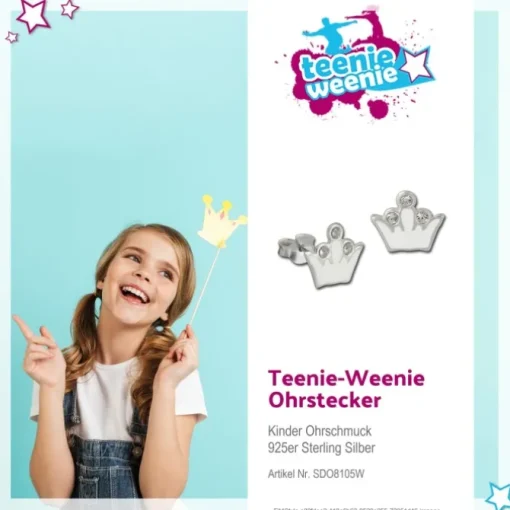 Kinder Ohrring Krone weiß Silber Ohrstecker Kinderschmuck TW SDO8105W