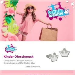 Kinder Ohrring Krone weiß Silber Ohrstecker Kinderschmuck TW SDO8105W