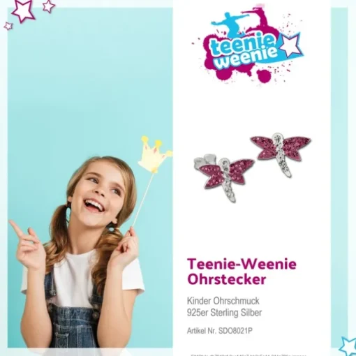 Kinder Ohrring Libelle pink Silber Ohrstecker Kinderschmuck TW SDO8021P