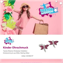 Kinder Ohrring Libelle pink Silber Ohrstecker Kinderschmuck TW SDO8021P