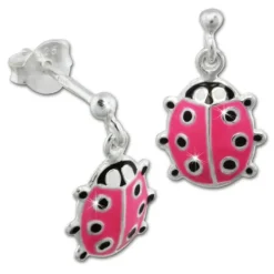 Kinder Ohrring Marienkäfer rosa Silber Ohrstecker Kinderschmuck TW SDO8106P