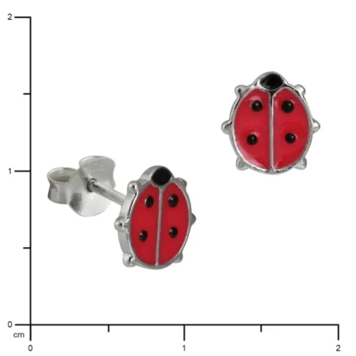 Kinder Ohrring Marienkäfer rot-pink Silber Ohrstecker Kinderschmuck SDO217R