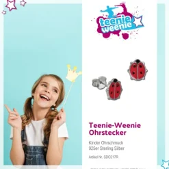 Kinder Ohrring Marienkäfer rot-pink Silber Ohrstecker Kinderschmuck SDO217R