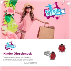 Kinder Ohrring Marienkäfer rot-pink Silber Ohrstecker Kinderschmuck SDO217R