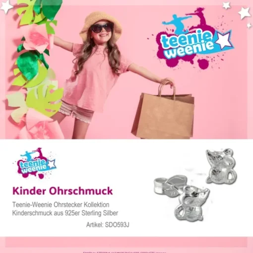 Kinder Ohrring Mäuschen 925er Sterling Silber Kinderschmuck TW SDO593J