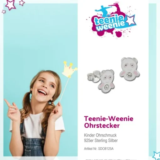 Kinder Ohrring Panda rosa/weiß Silber Ohrstecker Kinderschmuck TW SDO8125A
