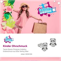 Kinder Ohrring Panda schwarz/weiß Silber Ohrstecker Kinderschmuck TW SDO8125S