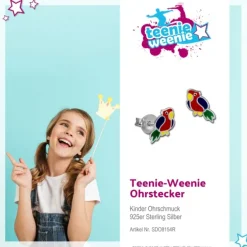 Kinder Ohrring Papagei Ohrstecker 925 Sterling Silber Kinderschmuck TW SDO8154R