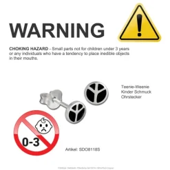 Kinder Ohrring Peace 925er Silber Kinderschmuck TW SDO8118S