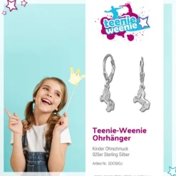 Kinder Ohrring Pferd 925er Silber Ohrhänger Kinderschmuck TW SDO583J