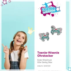 Kinder Ohrring Pferdchen bunt Ohrstecker 925er Silber Kinderschmuck TW SDO8163H