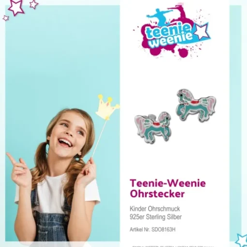 Kinder Ohrring Pferdchen bunt Ohrstecker 925er Silber Kinderschmuck TW SDO8163H