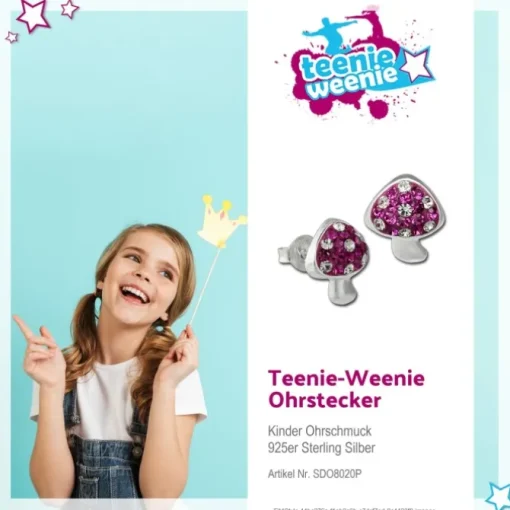 Kinder Ohrring Pilz pink Silber Ohrstecker Kinderschmuck TW SDO8020P