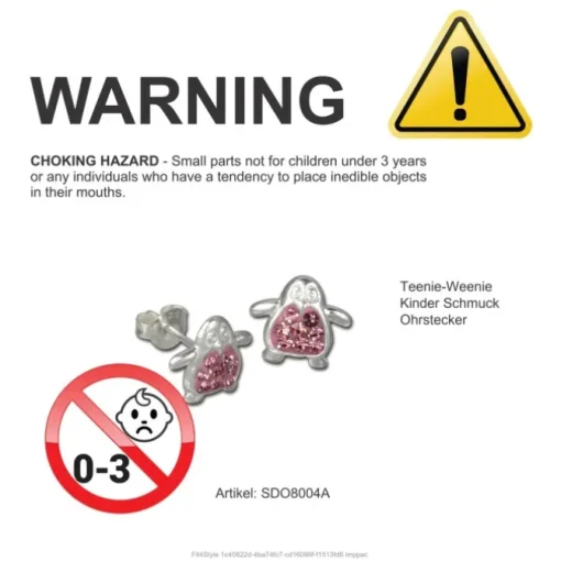 Kinder Ohrring Pinguin rosa Silber Ohrstecker Kinderschmuck TW SDO8004A