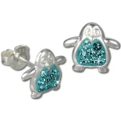 Kinder Ohrring Pinguin türkis Silber Ohrstecker Kinderschmuck TW SDO8004T