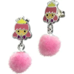 Kinder Ohrring Prinzessin Puschel rosa Ohrstecker 925 Silber SDO8555A