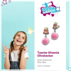 Kinder Ohrring Prinzessin Puschel rosa Ohrstecker 925 Silber SDO8555A