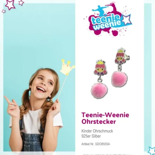 Kinder Ohrring Prinzessin Puschel rosa Ohrstecker 925 Silber SDO8555A