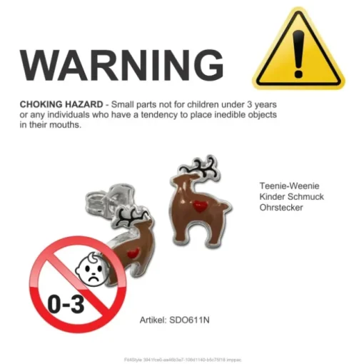 Kinder Ohrring Rentier braun Silber Ohrstecker Kinderschmuck TW SDO611N