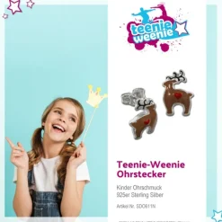 Kinder Ohrring Rentier braun Silber Ohrstecker Kinderschmuck TW SDO611N