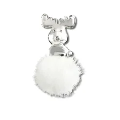 Kinder Ohrring Rentier weiße Puschel Ohrstecker 925 Silber TW SDO8550W