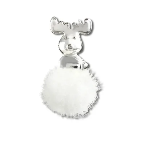 Kinder Ohrring Rentier weiße Puschel Ohrstecker 925 Silber TW SDO8550W